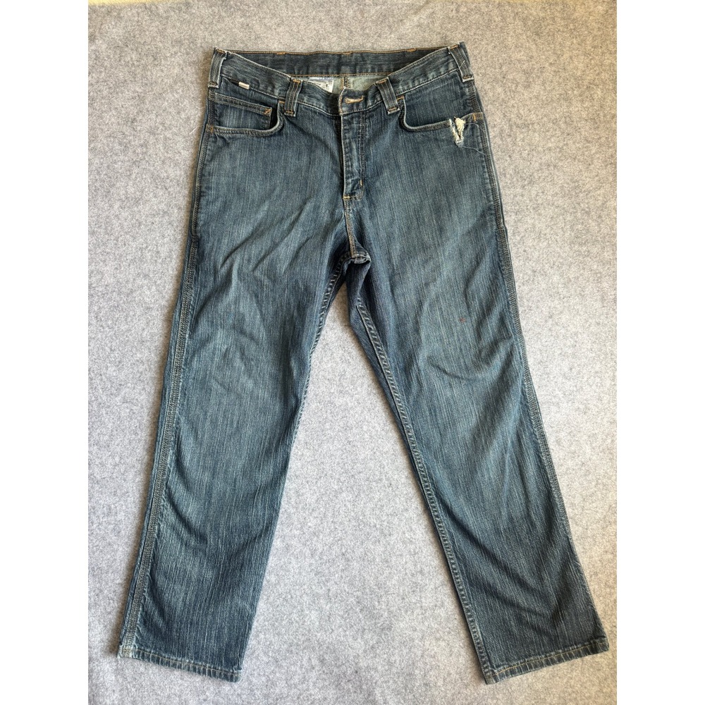 Carhartt FR Flame Resistant Jeans 33x30 Mens Blue BD4790-FRM Straight Leg Denim